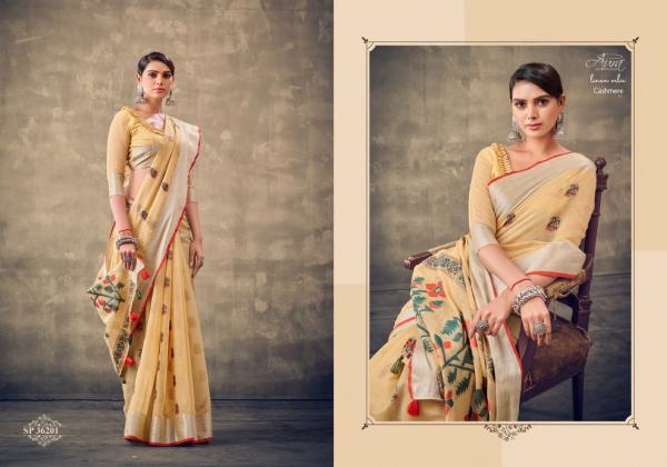 Aura Cashmere 1 Soft Linen Designer Weaving Saree Collection